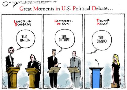 Editorial Cartoon U.S. Great Debate Moments Trump
