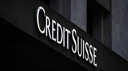 Credit Suisse bank sign on Geneva branch building