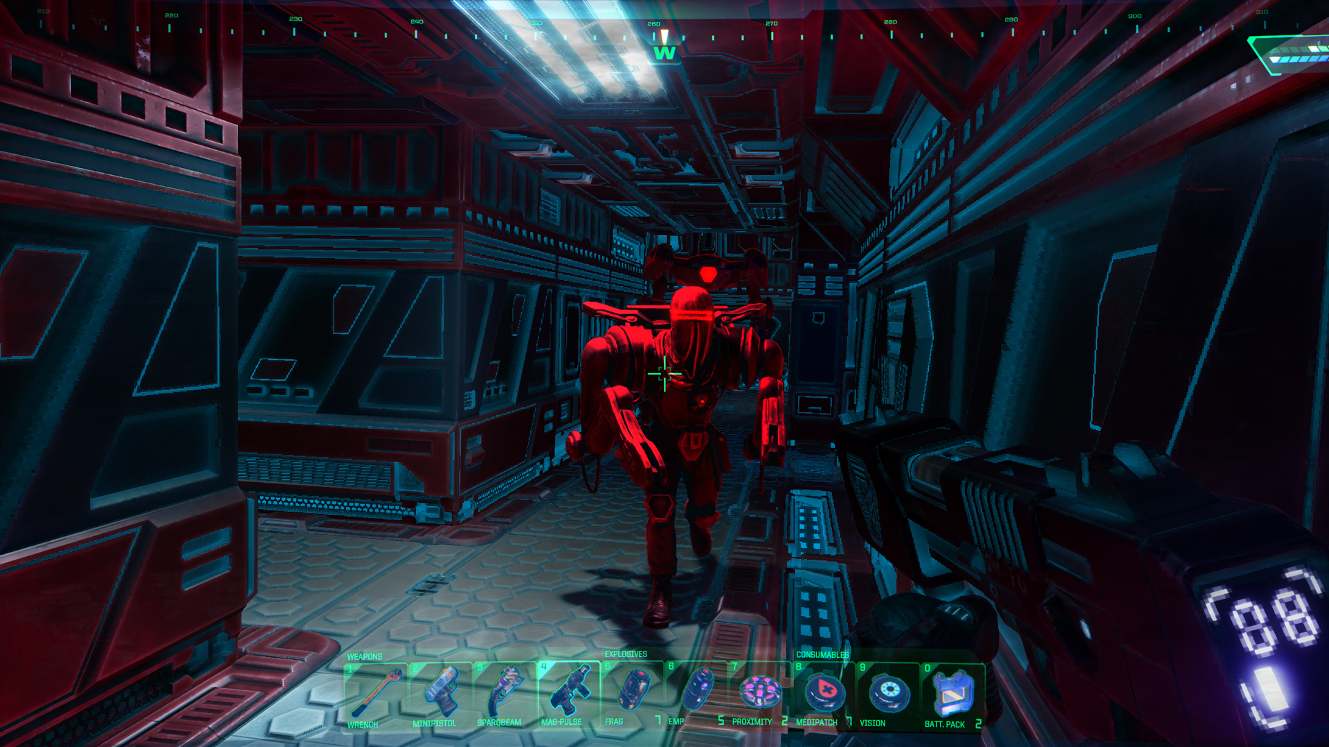 Enemies illuminated red in System Shock Remake will attack