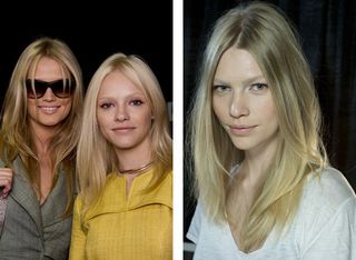 Blonde models with light make-up