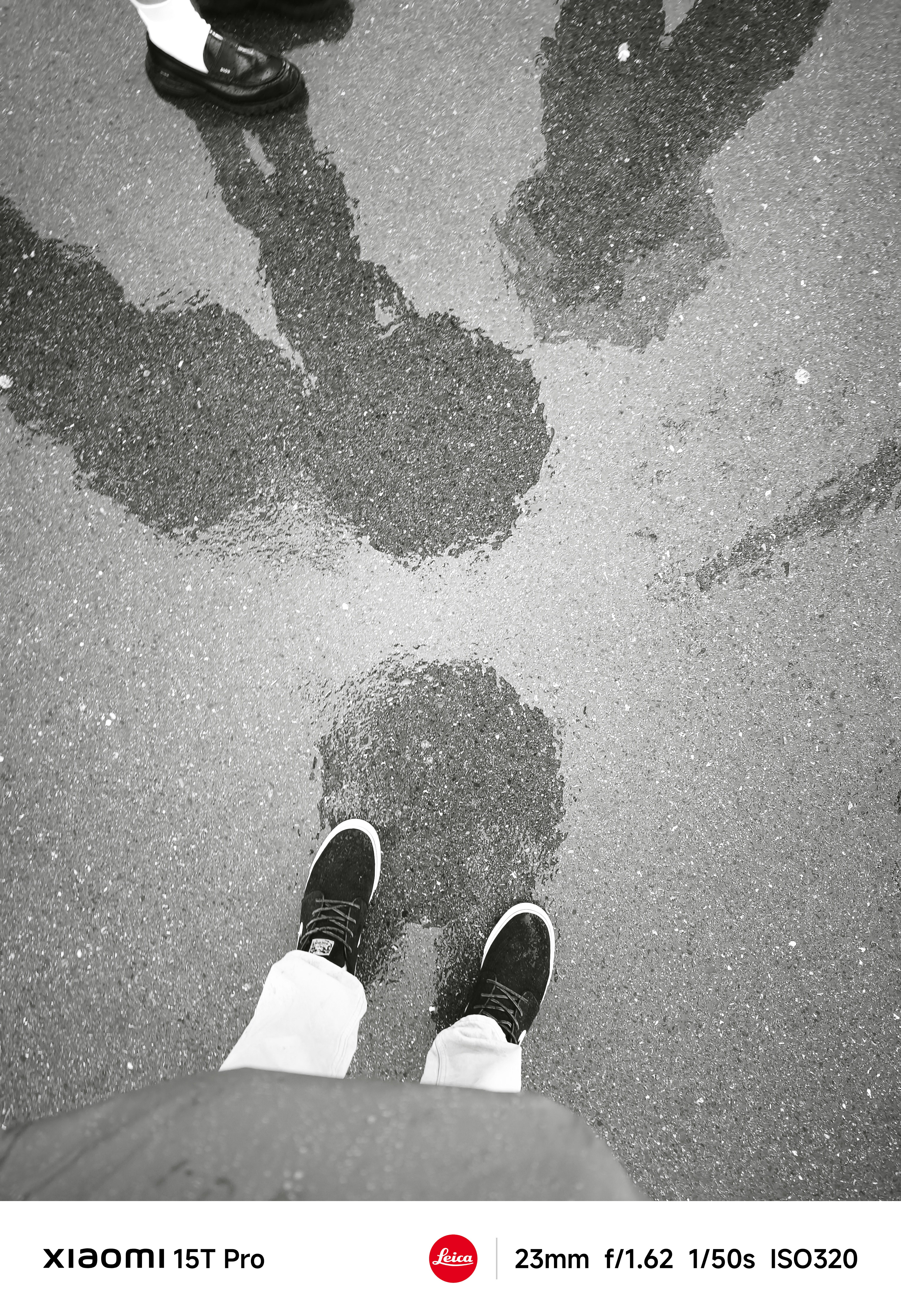 Reflections on a rainy concrete surface