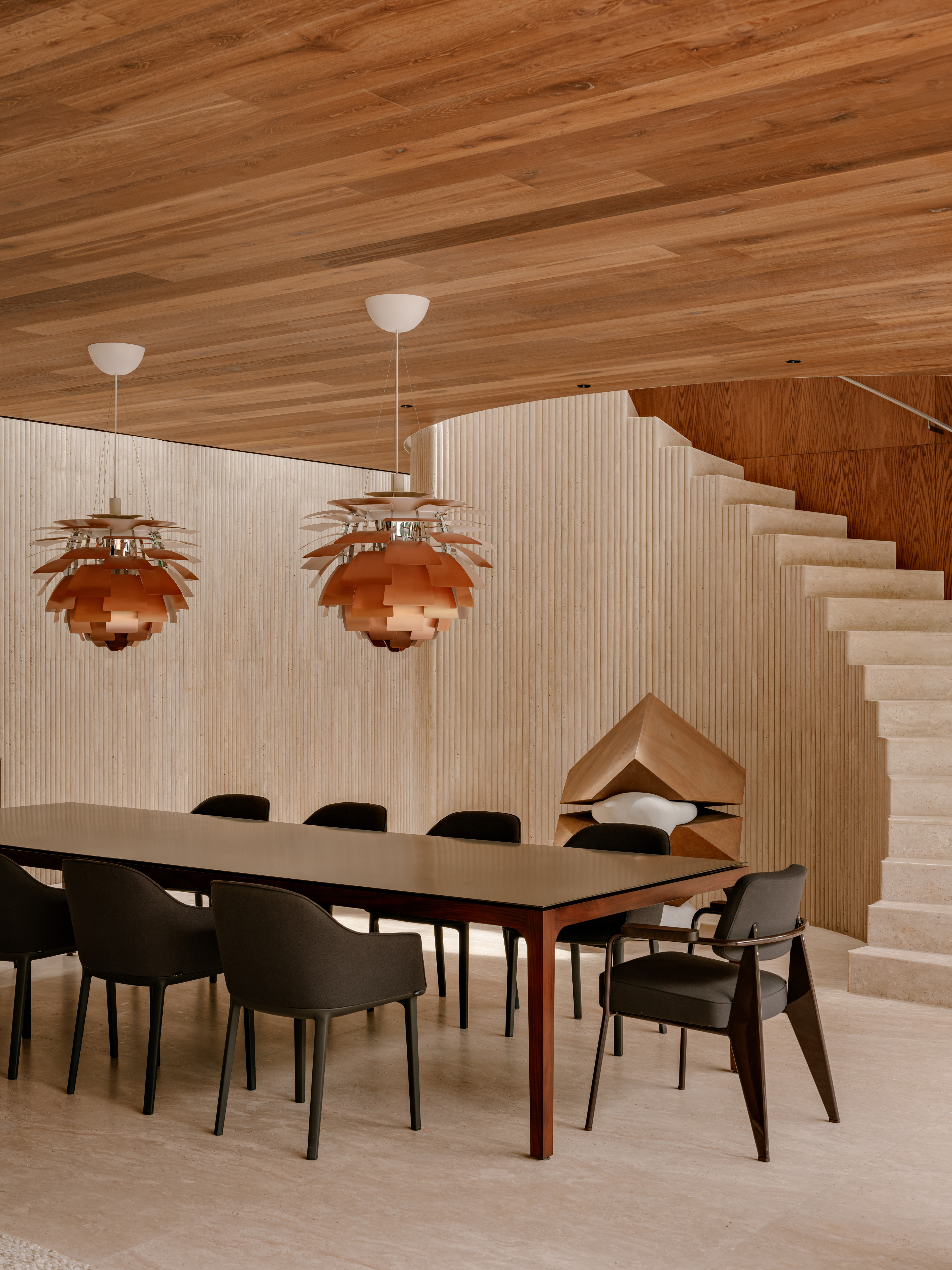 The Studio MK27 dining table, with chairs supplied by Vitra
