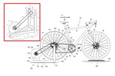 A digital drawing of a SRAM bicycle trainer