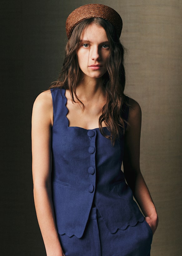 Clara Blouse - Cobalt Blue - Linen - S&amp;eacute;zane