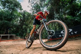 MAIRIPORA BRAZIL APRIL 13 Alessandra Keller of Switzerland competes in the UCI Mountain Bike World Cup Mairipora Cross Country Short Track Elite on April 13 2024 in Mairipora Brasil Photo by Piotr StaronGetty Images