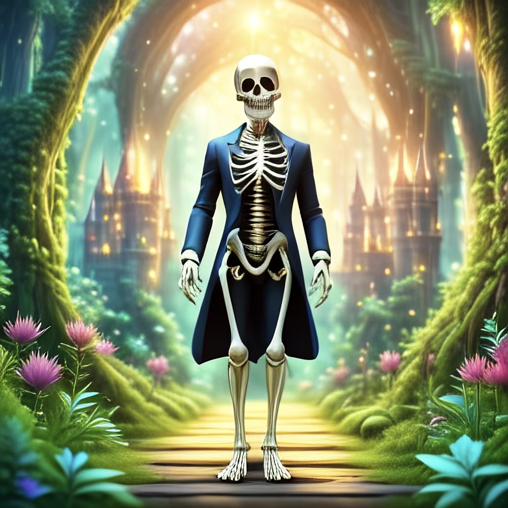 Skeleton in a suit generated by Apple Image Playground