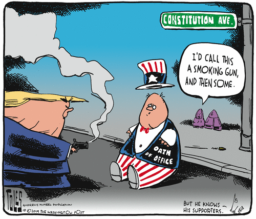 Political Cartoon U.S. Trump Smoking Gun Impeachment Inquiry