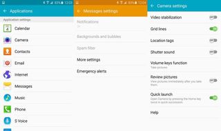 Galaxy S6 application settings