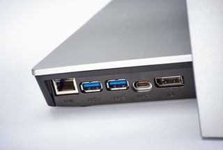 View of the BenQ PD2710QC base's ports