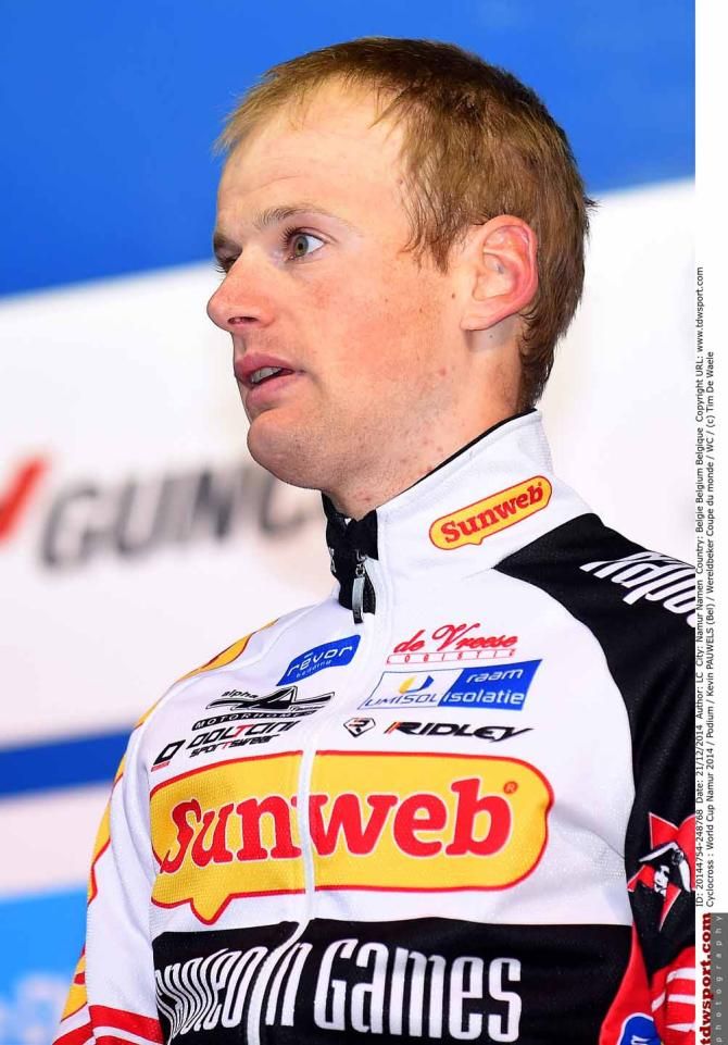 Kevin Pauwels (Sunweb-Napoleon Games) on the podium in Namur.