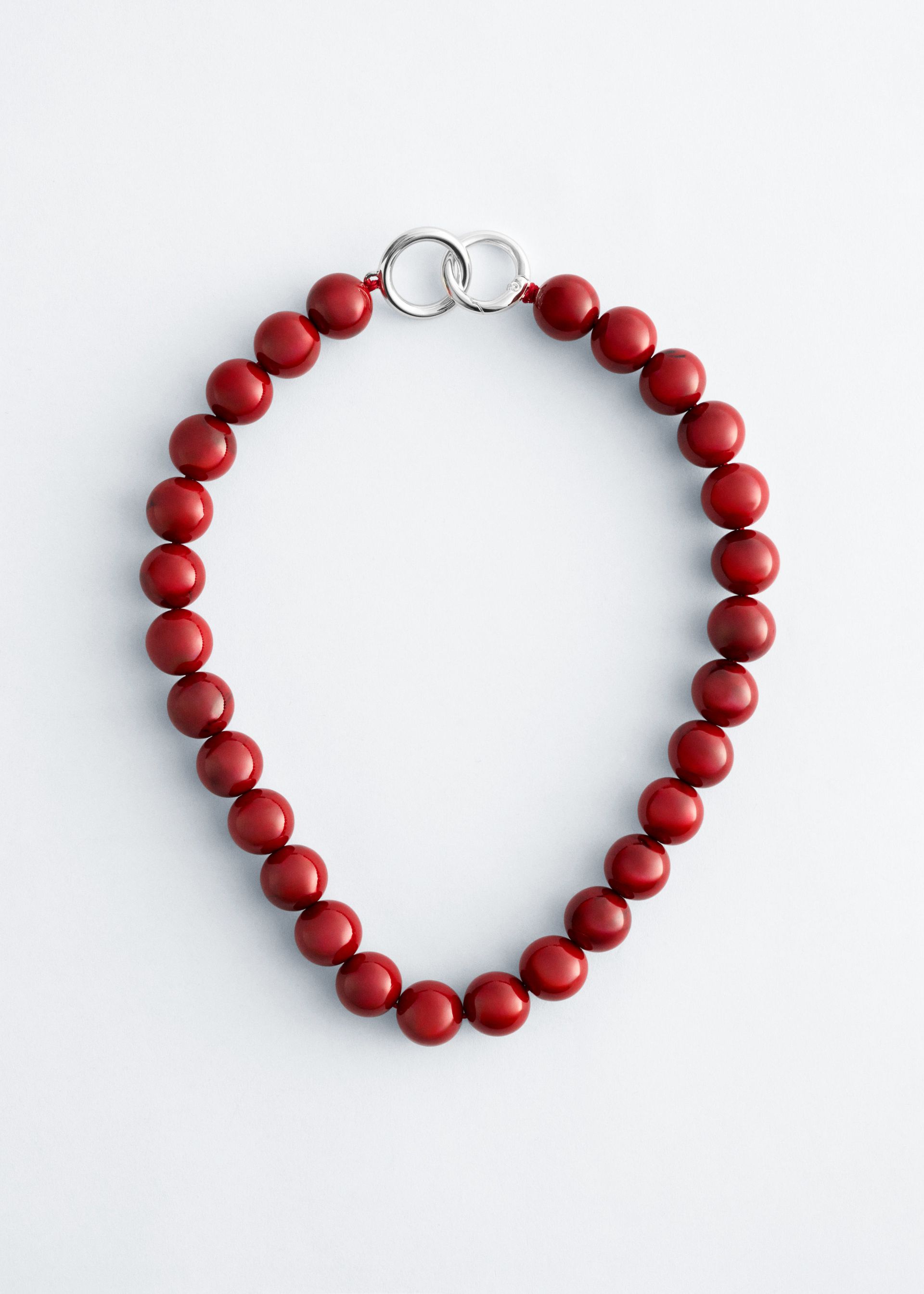 Short Stone Bead Necklace - Red