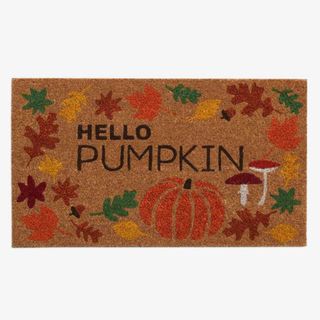 Halloween dormat that says 'Hello Pumpkin'
