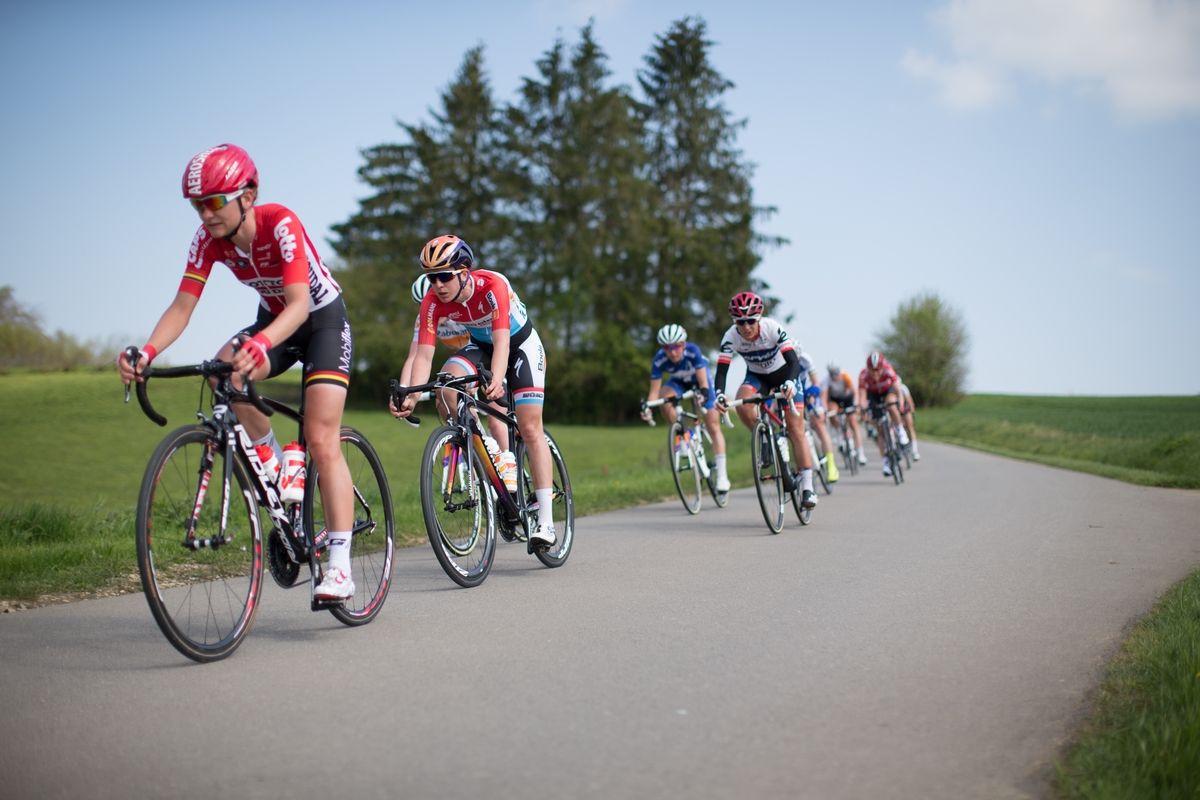 Christine Majerus (LUX) of Boels-Dolmans Cycling Team sits comfortably in the chasing group in the first lap of the second, 110.1km road race stage of Elsy Jacobs