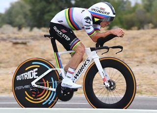VALLADOLID SPAIN SEPTEMBER 05 Remco Evenepoel of Belgium and Team Soudal Quick Step sprints during the 78th Tour of Spain 2023 Stage 10 a 258km individual time trial stage from Valladolid to Valladolid UCIWT on September 05 2023 in Valladolid Spain Photo by Tim de WaeleGetty Images