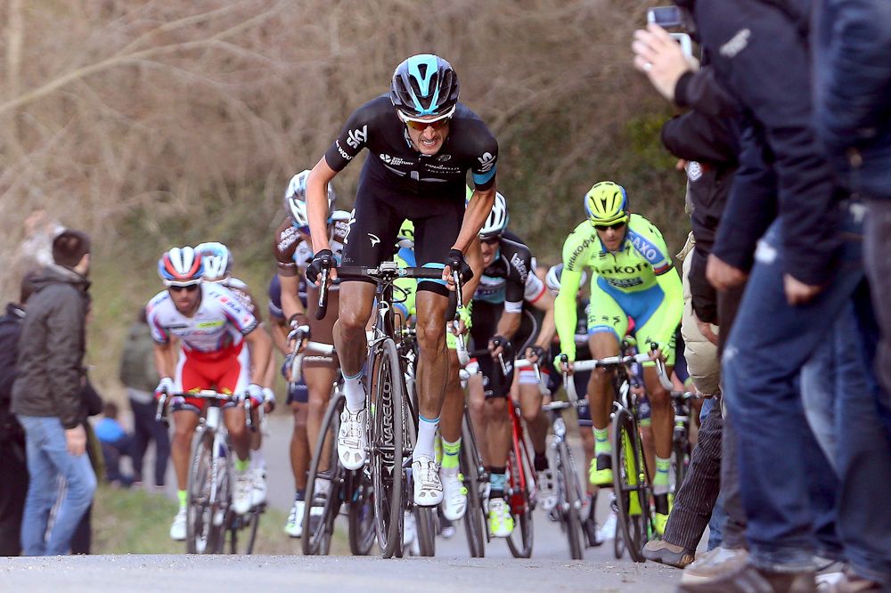 Wout Poels on the attack during stage 4.