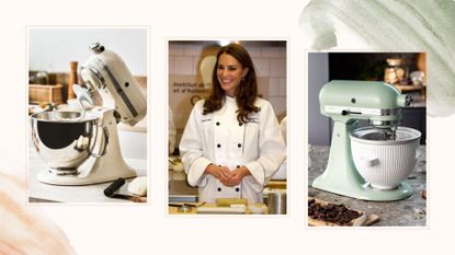 Comp image of Kate Middleton and two KitchenAid mixers, currently both reduced 