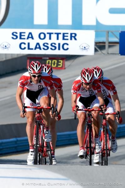 With three laps to go the race belonged to Bissell.