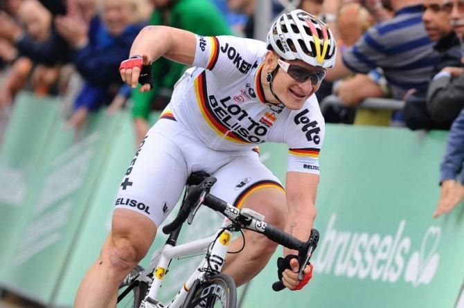 Andre Greipel (Lotto-Belisol) is pumped with his win