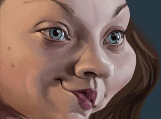 Refine the facial features before hiding the sketch layer