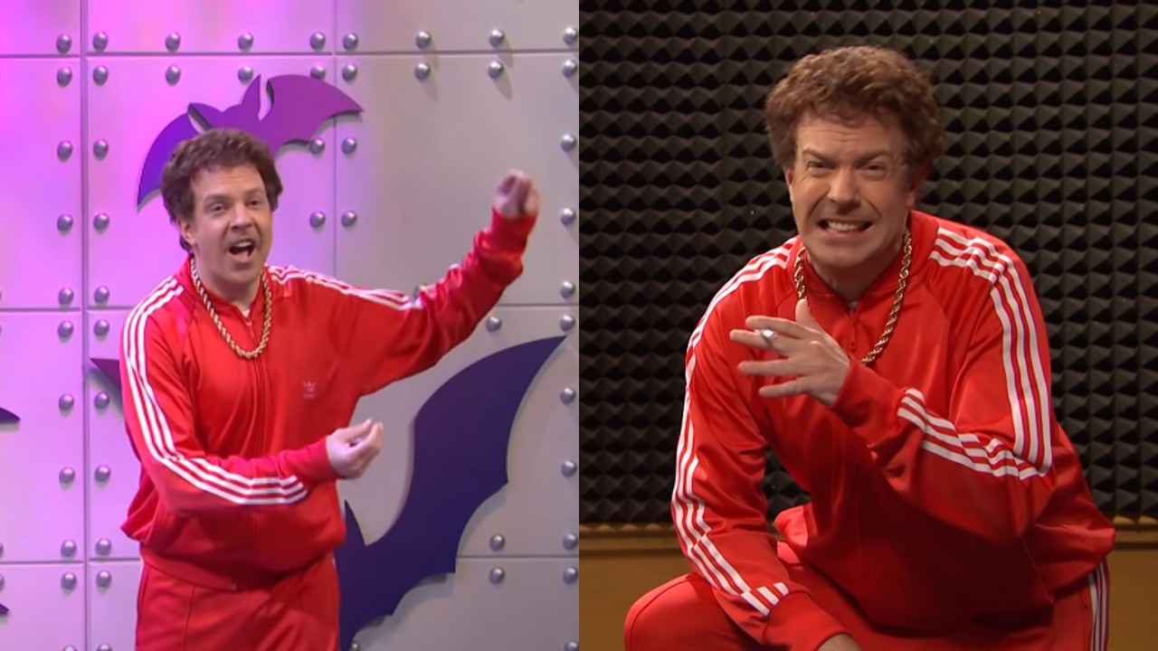 Jason Sudeikis as Vance in What's Up With That, dancing on the left and standing on the right