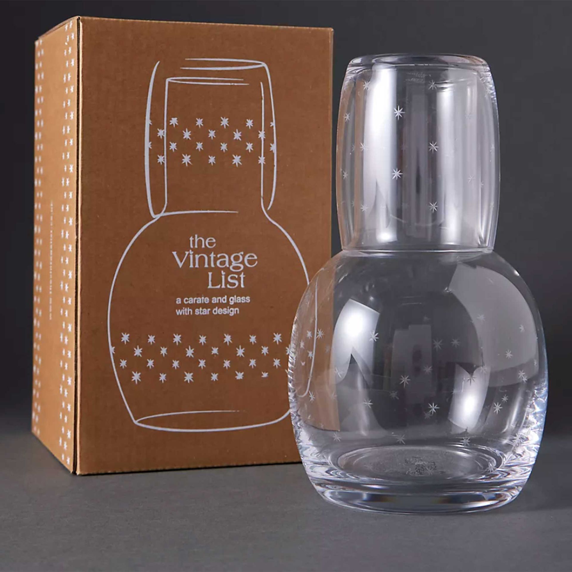 star engraved glass carafe
