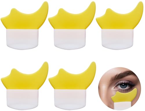 Eyeliner Stencils - 5pcs Eyelash Curler Auxiliary Tools, Silicone Winged Eyeliner Tool, Multi-Purpose Eyeshadow Applicators Guard, Perfect for Beginners Makeup Enthusiasts, Yellow
