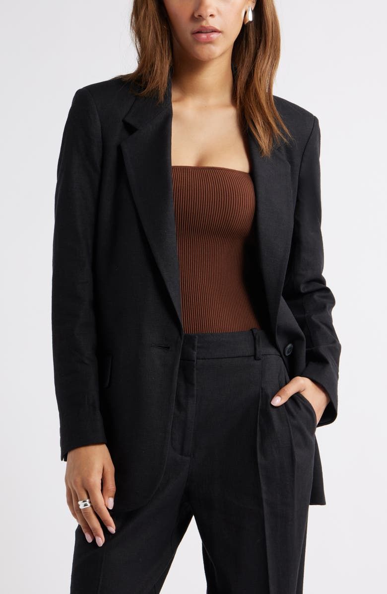 Everyday One-Button Linen Blend Blazer