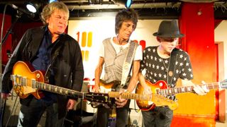 Mick Taylor (left, Ronnie Wood (middle) and Stephen Dale Petit