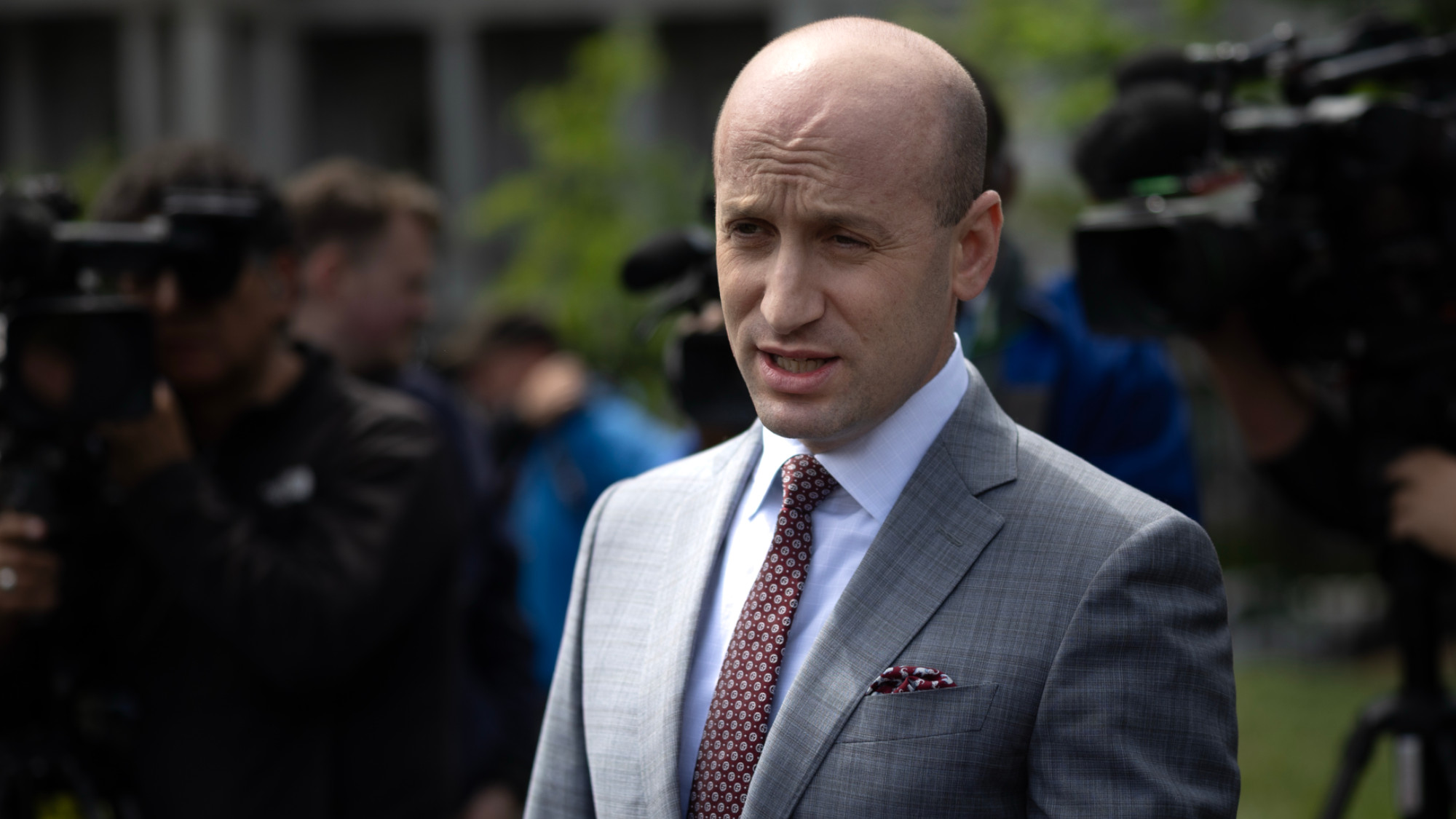 White House Deputy Chief of Staff Stephen Miller speaks to reporters