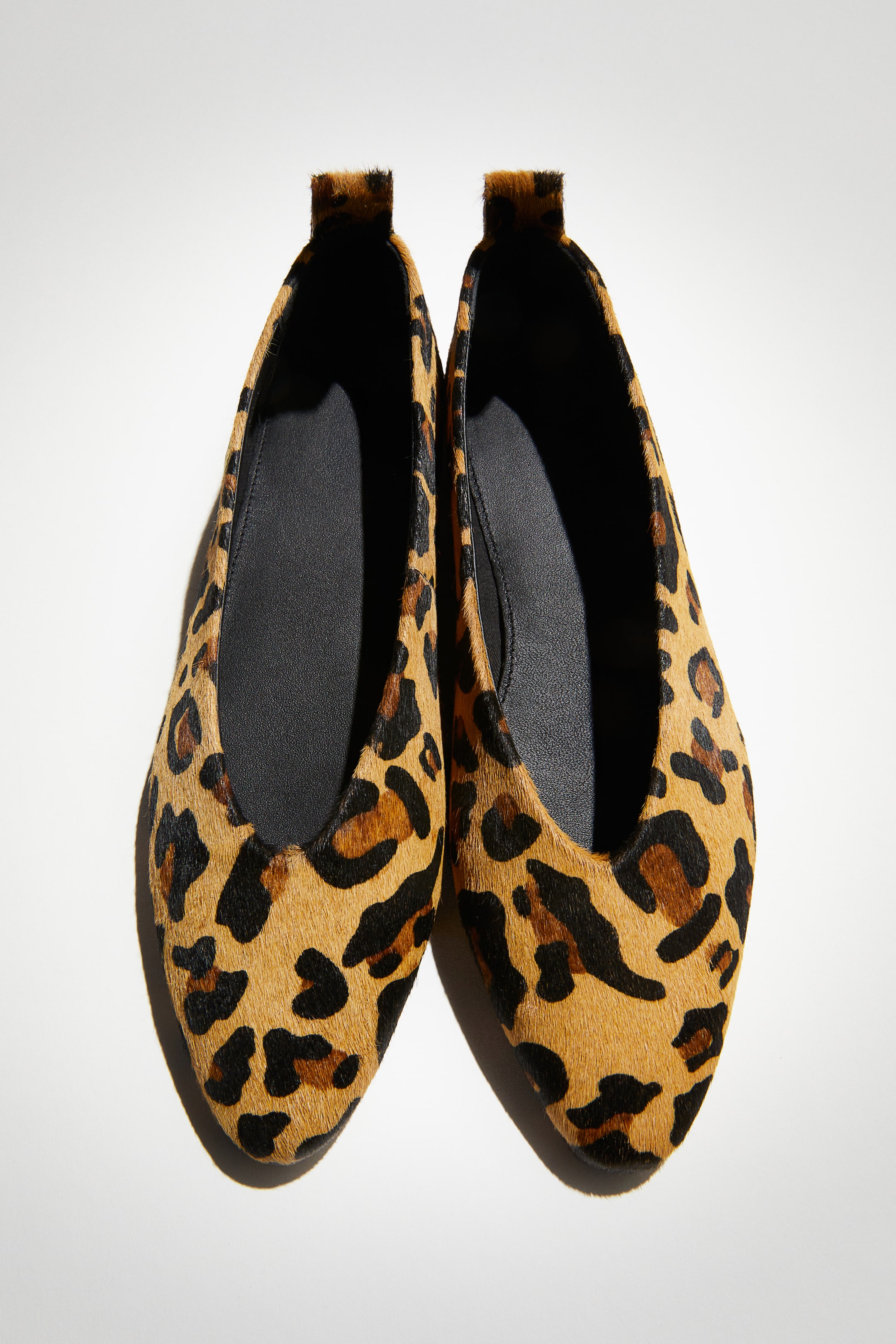 Leather Ballet Pumps - Cream/zebra Print
