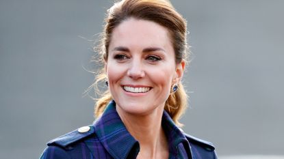 Catherine, Princess of Wales smiles as she hosts a drive-in cinema screening of Disney's 'Cruella' for Scottish NHS workers at The Palace of Holyroodhouse on May 26, 2021 