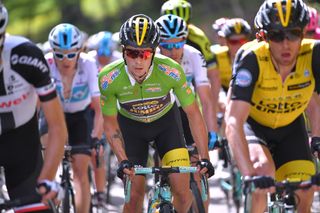 Primoz Roglic (LottoNL-Jumbo) in green during stage 1 at Romandie