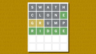 Wordle answer for game 974 on a yellow background