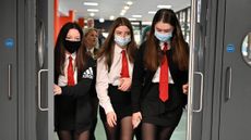 School children wearing face masks on their return to classrooms in Scotland