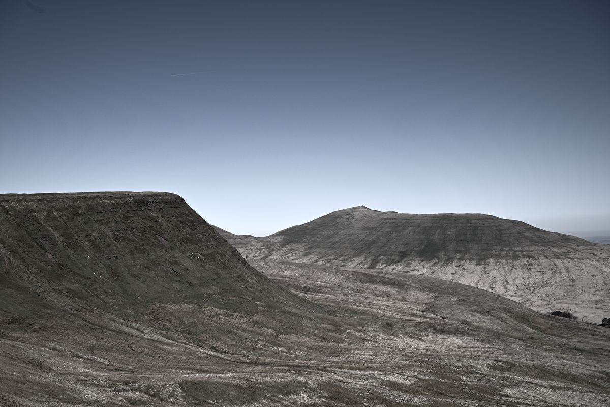 Brecon Beacons mountains in South Wales, with Monochrome Picture Control