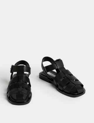 M&S Wide Fit Leather Strappy Sandals