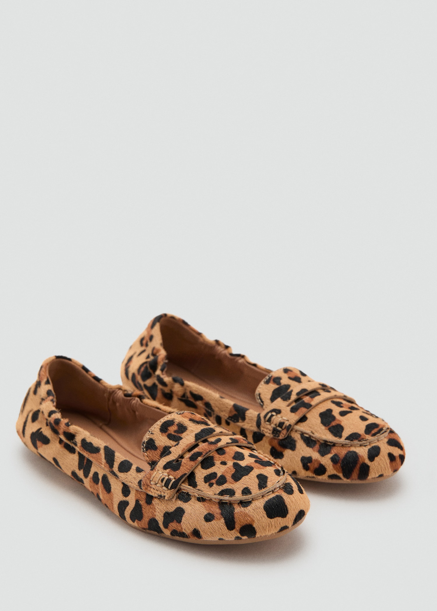 Leopard-Print Leather Moccasins - Women | Mango Usa