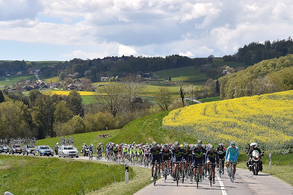 Scenery from along the route of stage 4 at the Tour de Romandie.