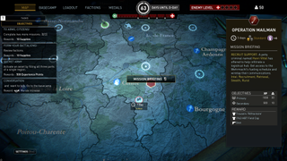 The overworld map screen in Classified: France '44.