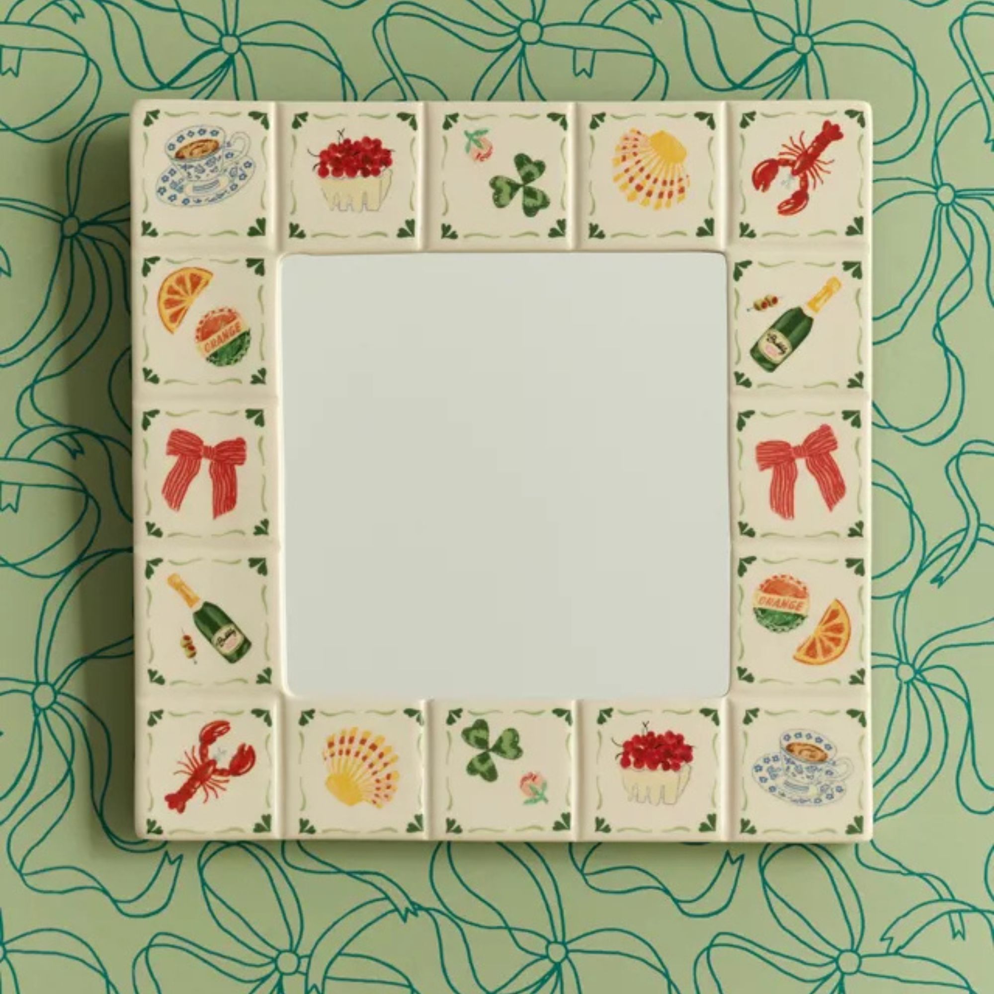 Hamptons Tile Square Ceramic Wall Mirror