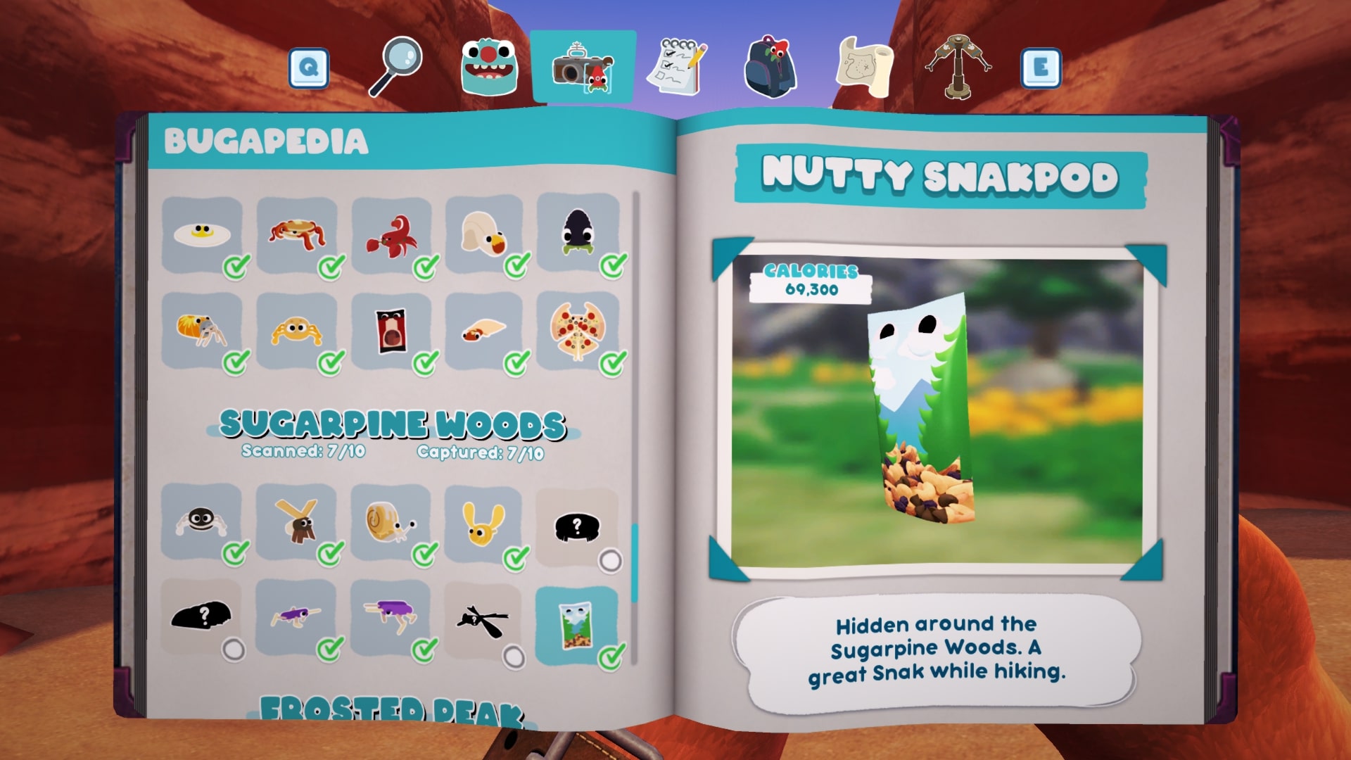 Bugsnax Bugapedia: Nutty Snakpod