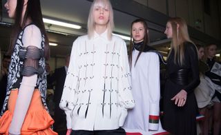 Models backstage at JW Anderson A/W 2016