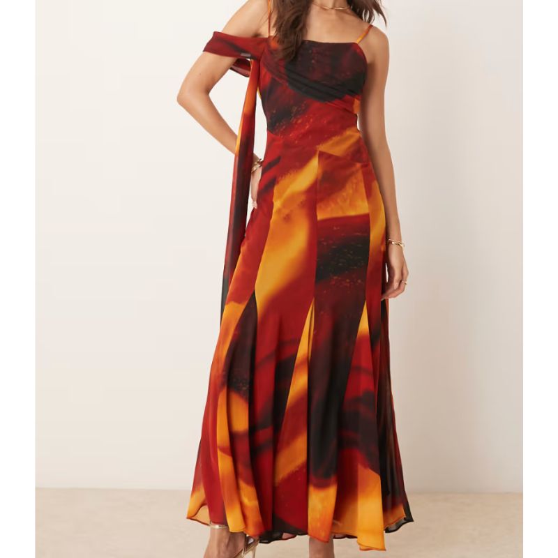 Forever New , Drop Waist Tie Sleeve Maxi Dress