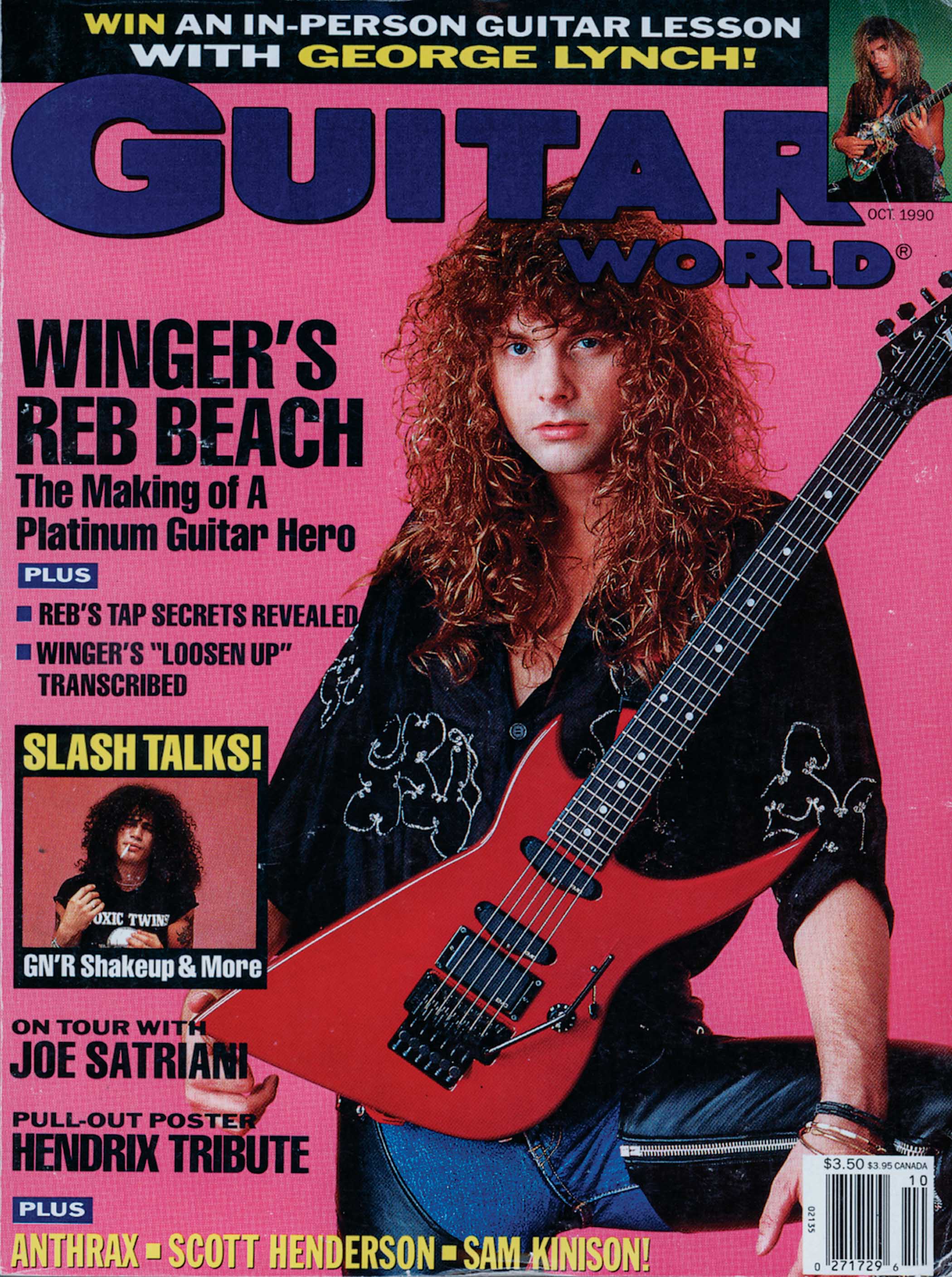 GWM October 1990 Reb Beach with his signature Ibanez WRB-3