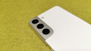 A close-up of the camera block on a Samsung Galaxy S22 Plus
