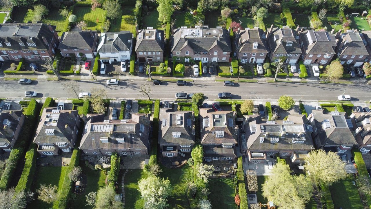 Aerial view of houses