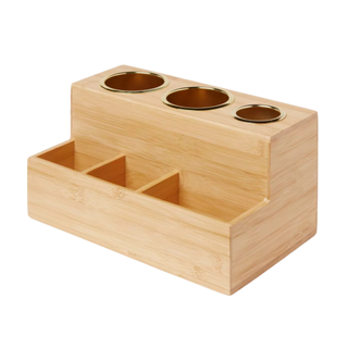 A bamboo hair tools organizer