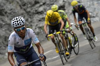 Nairo Quintana attacks Chris Froome during stage 19.