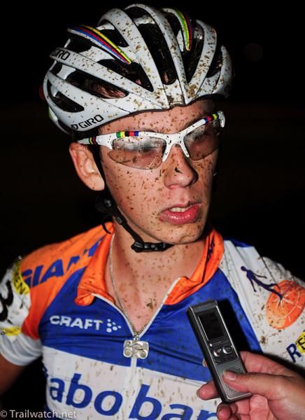 Lars van der Haar (Rabobank-Giant) being interviewed after the race.