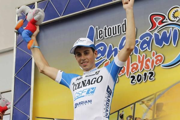 Marco Canola (Colnago-CSF) atop the podium.